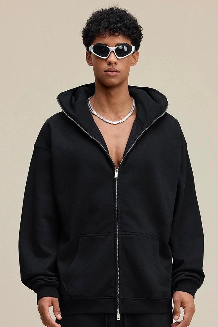 Unisex Street Style Face Cover Zip-Up Hoodie