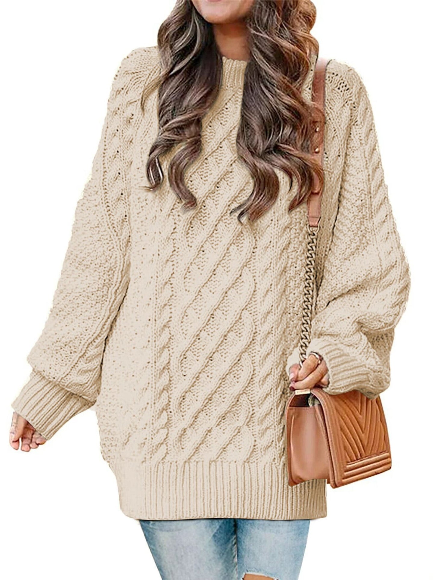 Oversized Sweaters for Women Cable Knit Chunky Pullover Sweater