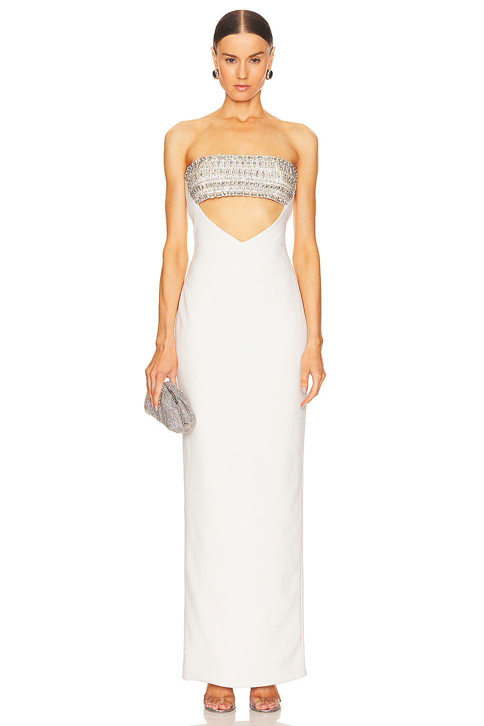 Women's white diamond bandage dress evening