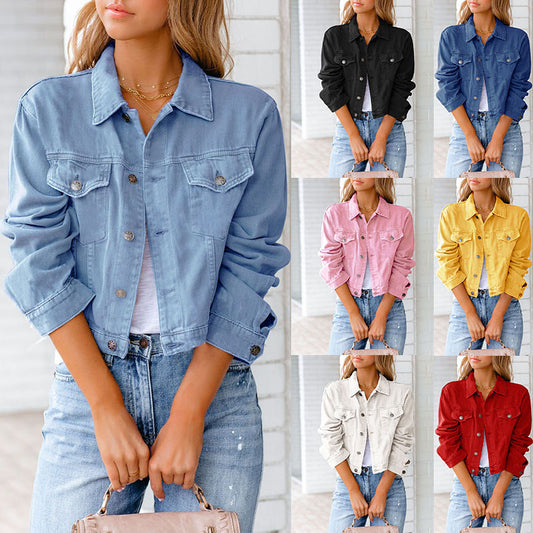 Women's autumn new denim jacket coat long sleeve top dopamine Y2K