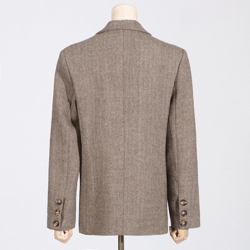 2024 Spring New Artistic Retro Three-Dimensional Flower Loose Design Sense One Button Solid Color Suit Jacket For Women