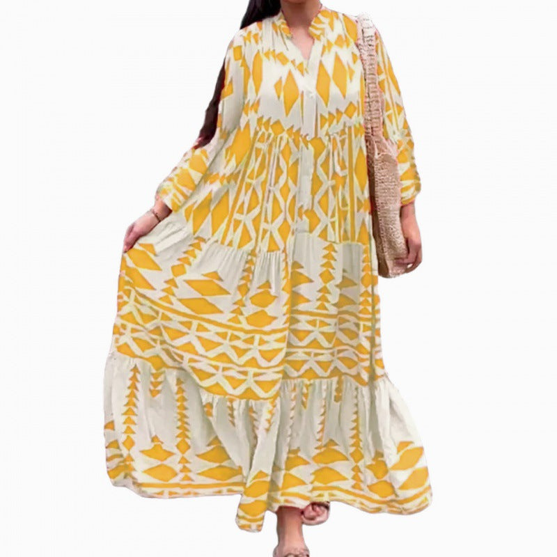 New pullover print bohemian dress for women