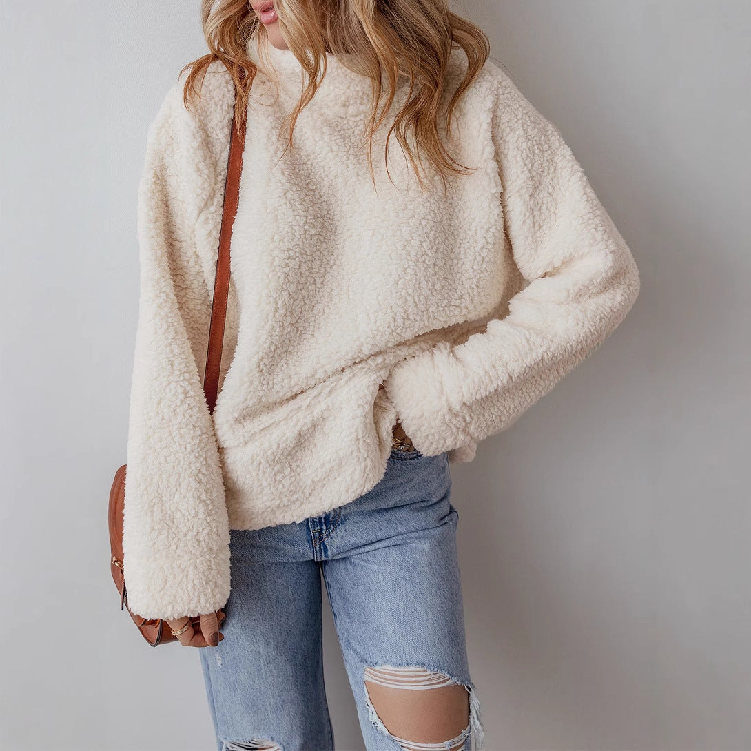 Casual solid color thermal jumper women's top