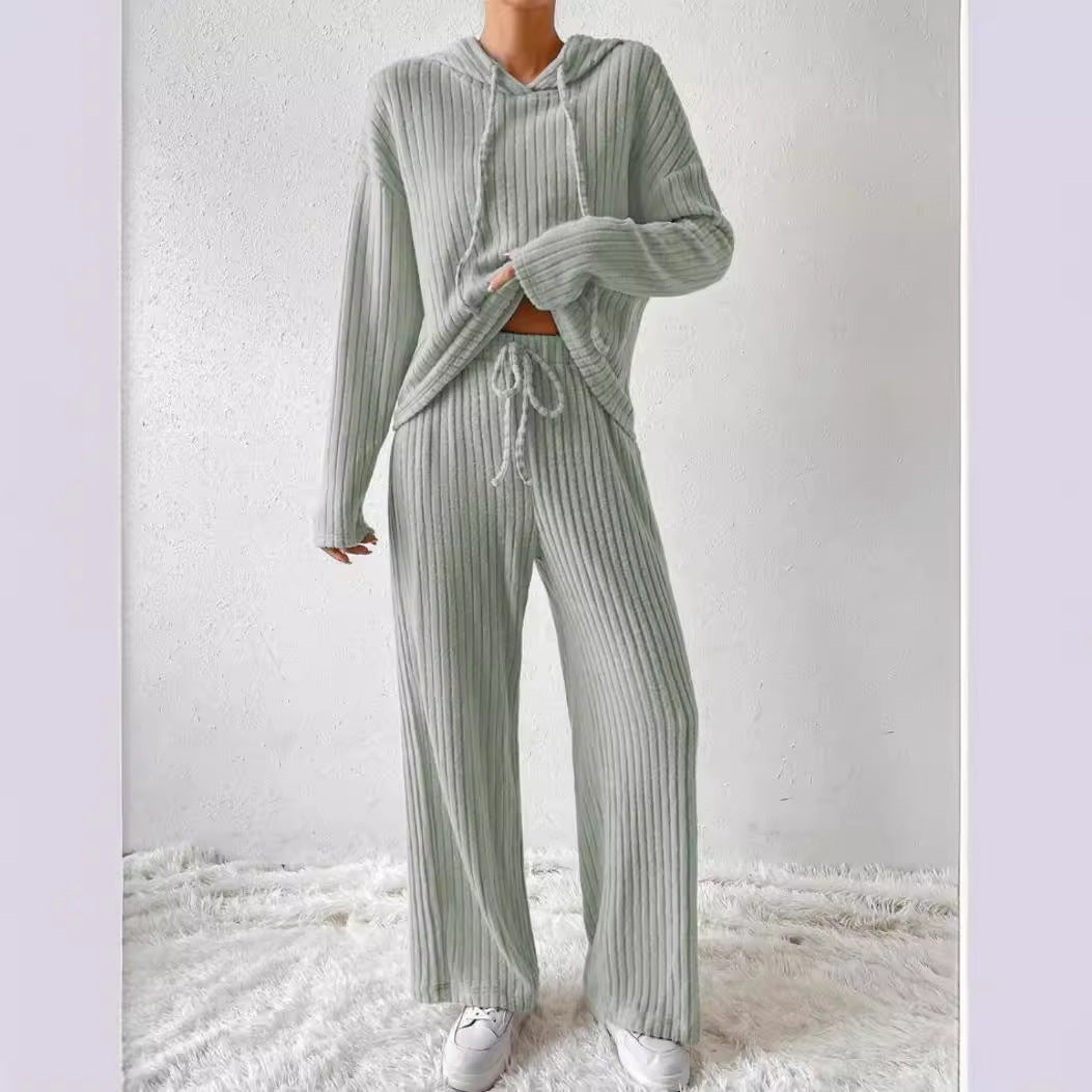 Autumn and Winter long sleeve comfortable hooded casual trousers home wear suit