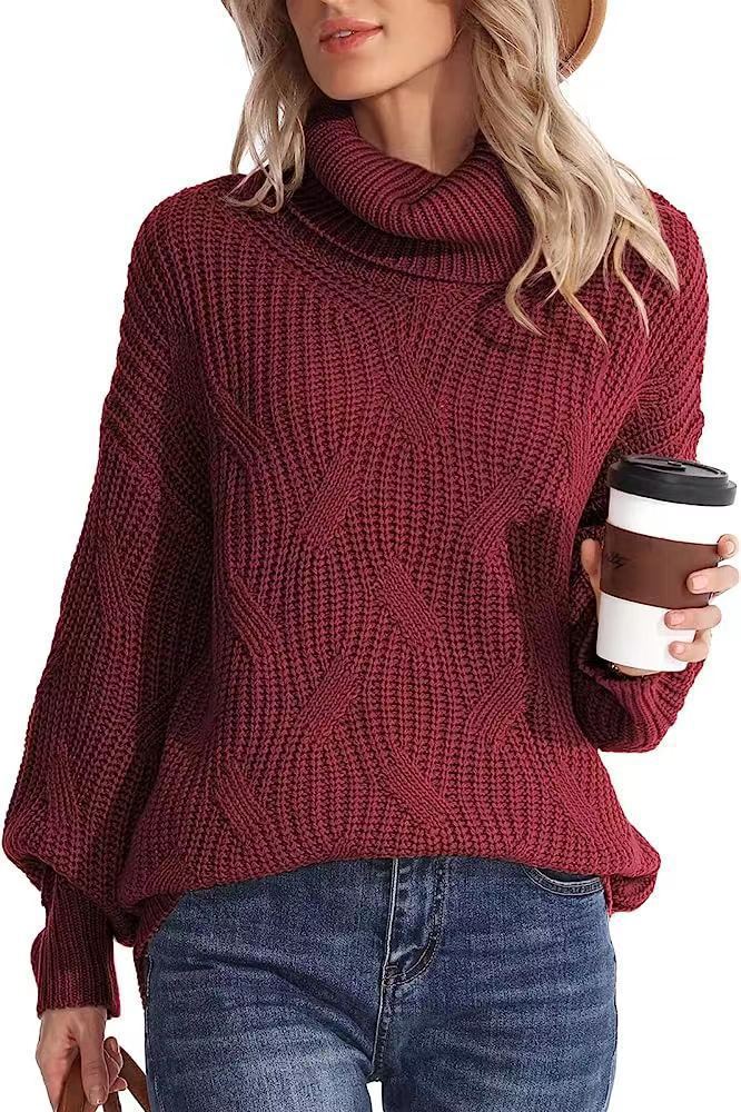 Autumn and Winter loose turtleneck twisted knitted sweater women's pullover long sleeve