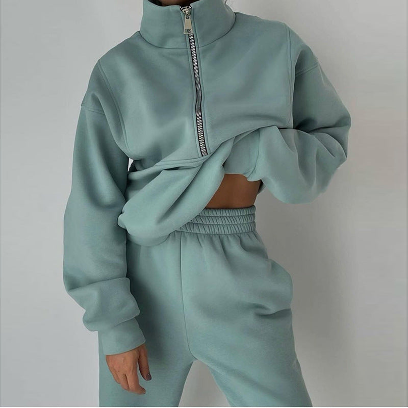 2025 spring two-piece ins sweater fleece fashion casual sports suit