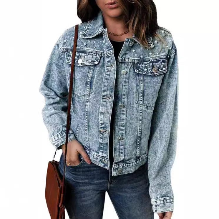 Fall Winter cowboy jacket loose casual denim coat women's clothing