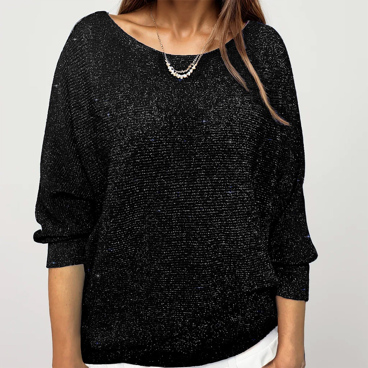 Cross-border European and American style gold silk flash sweater