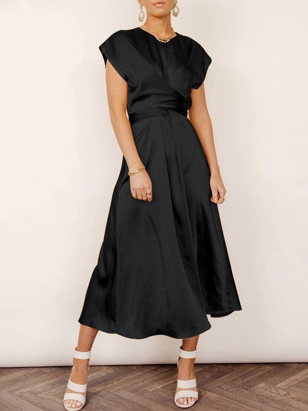Sleeveless Solid Tie Back Maxi Dress