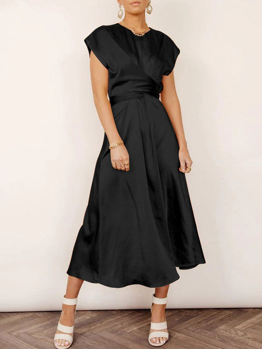 Sleeveless Solid Tie Back Maxi Dress