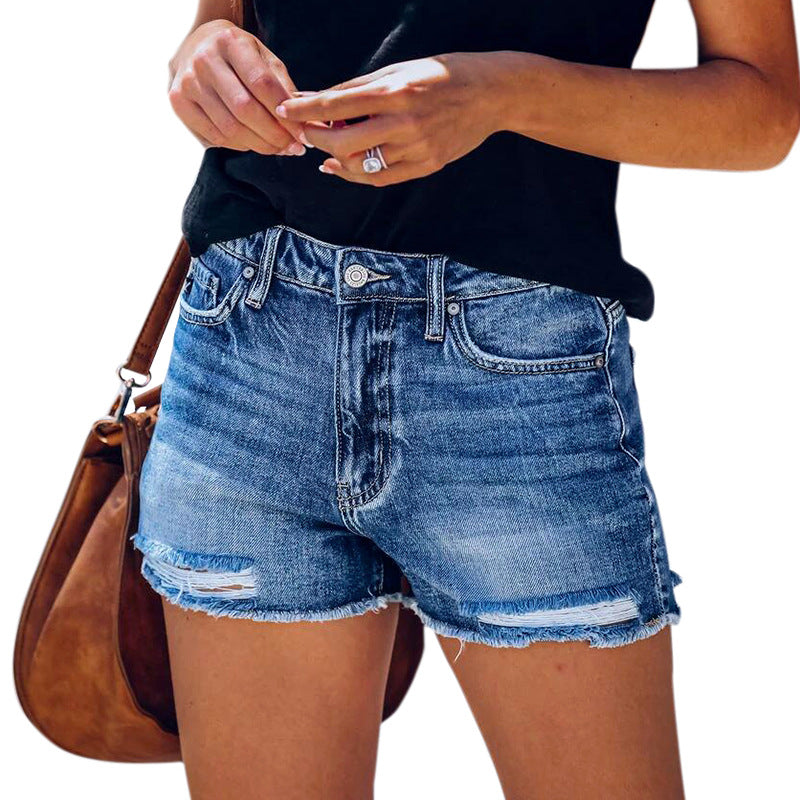 Stretch Ripped Tassel Women's Denim Shorts