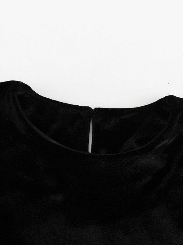 Velvet Bell Sleeves Midi Dress