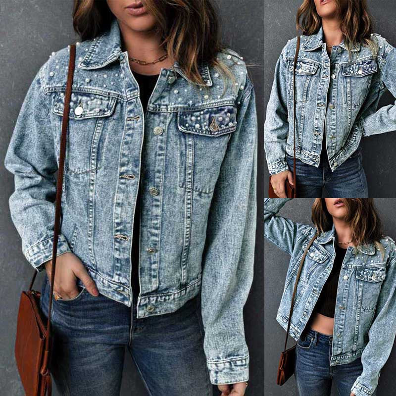 Fall Winter cowboy jacket loose casual denim coat women's clothing