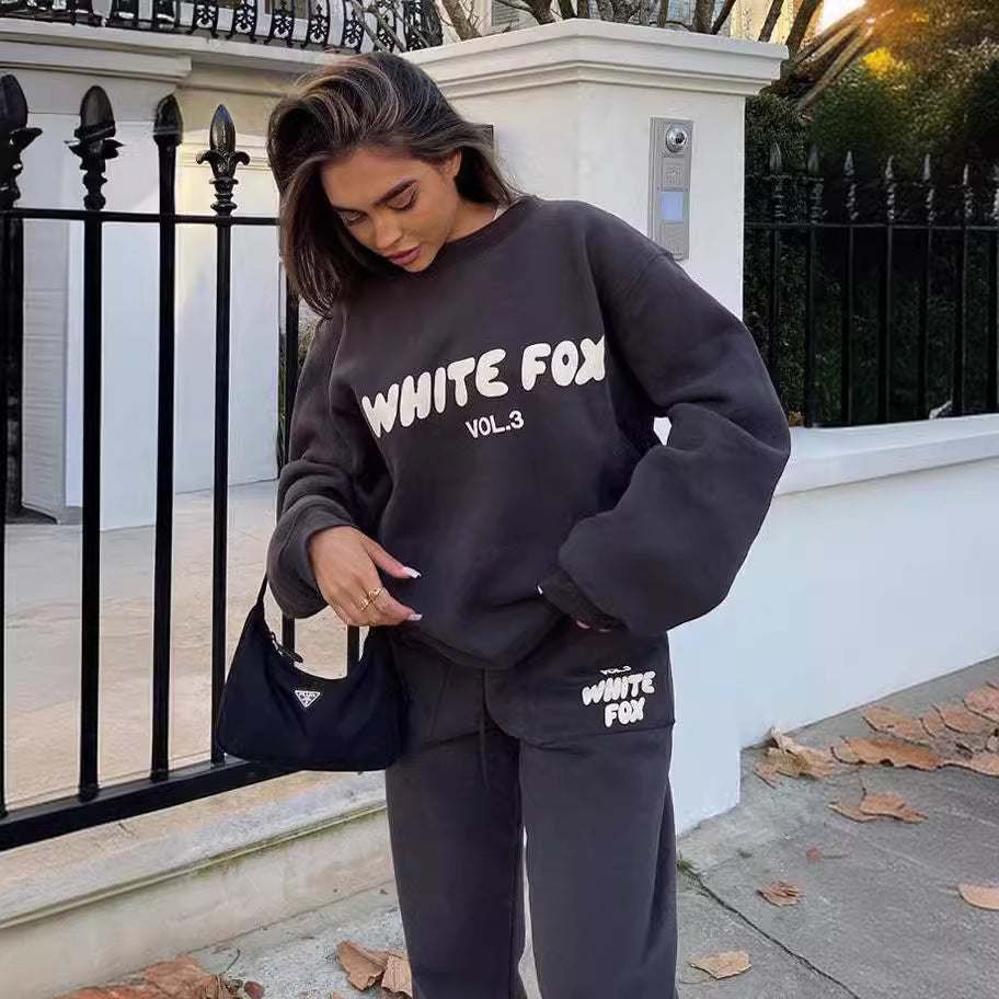 Casual Fashion Letter Printed Top Trousers Sports Suit Women