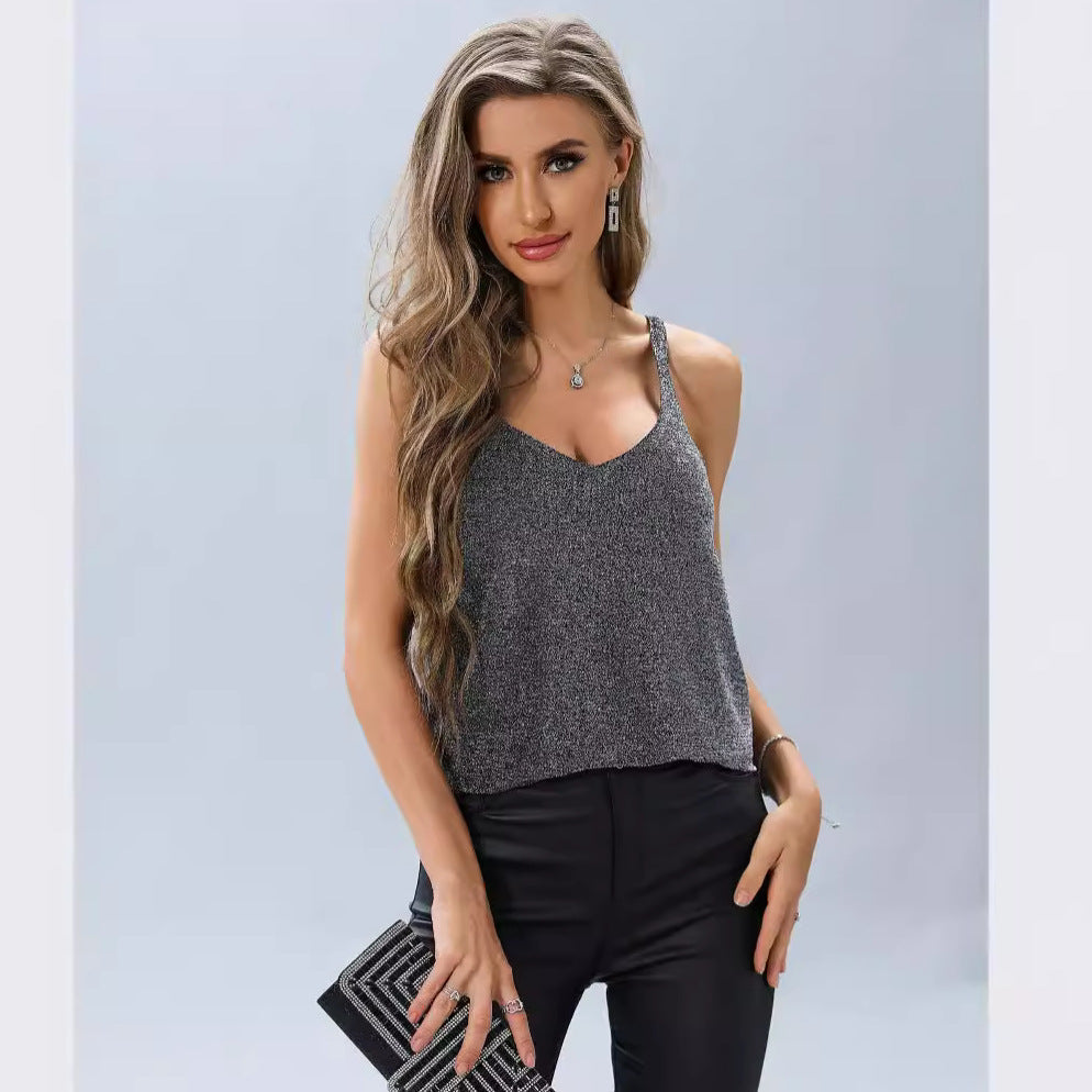 Women's sling fashion casual loose mid-length sleeveless vest