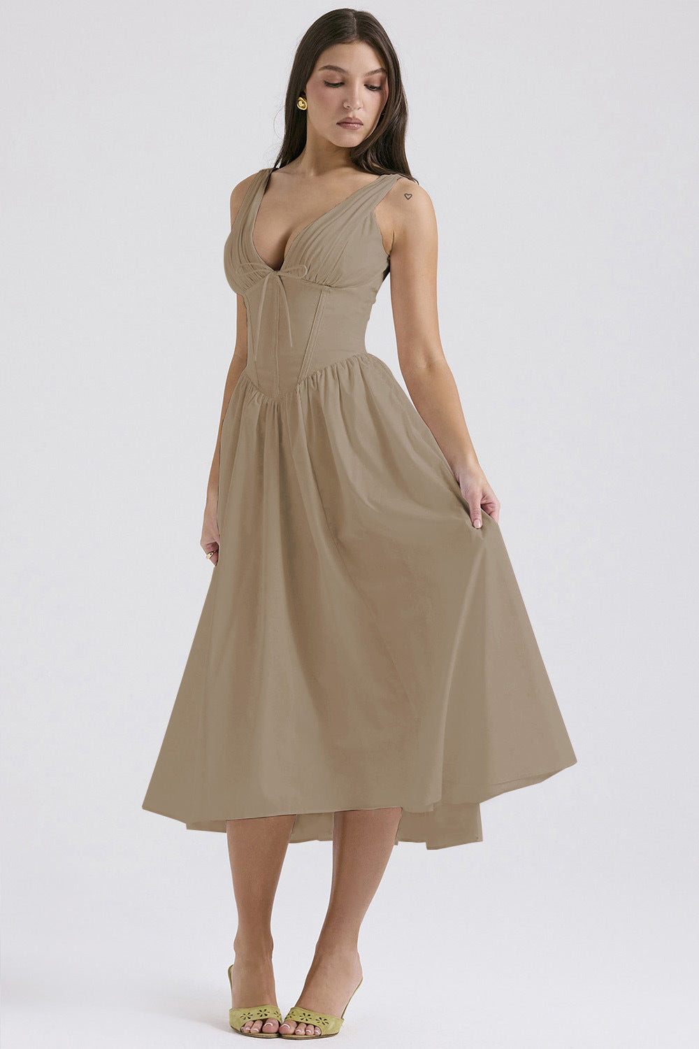 New slim-fit suspender dress fashion printed V-neck temperament dress