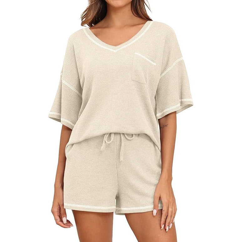 Spring and summer new women's waffle pajama set