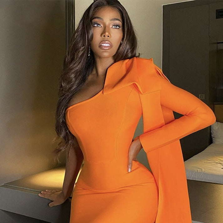 Bandage Dress Three-Dimensional Big Bow One-Shoulder Waist