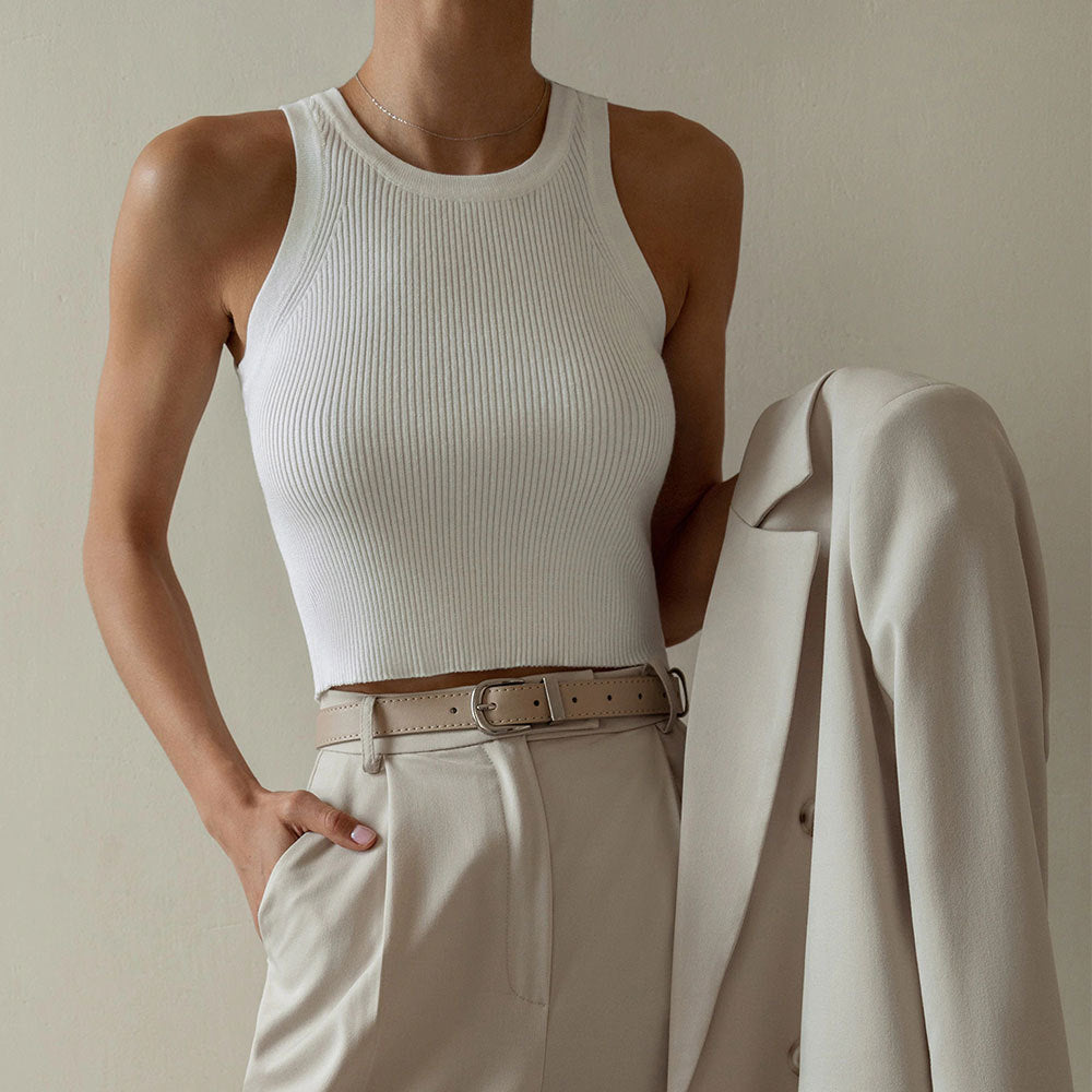 Knitted vest women's solid color slim thread inner wear blouse short y2g vest