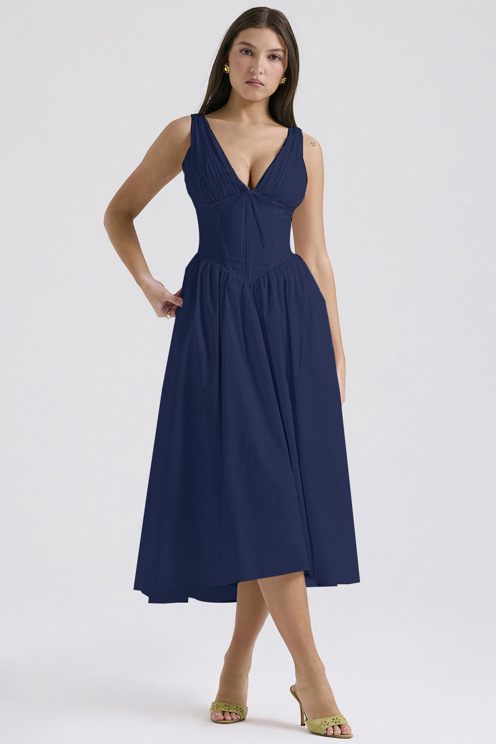 New slim-fit suspender dress fashion printed V-neck temperament dress