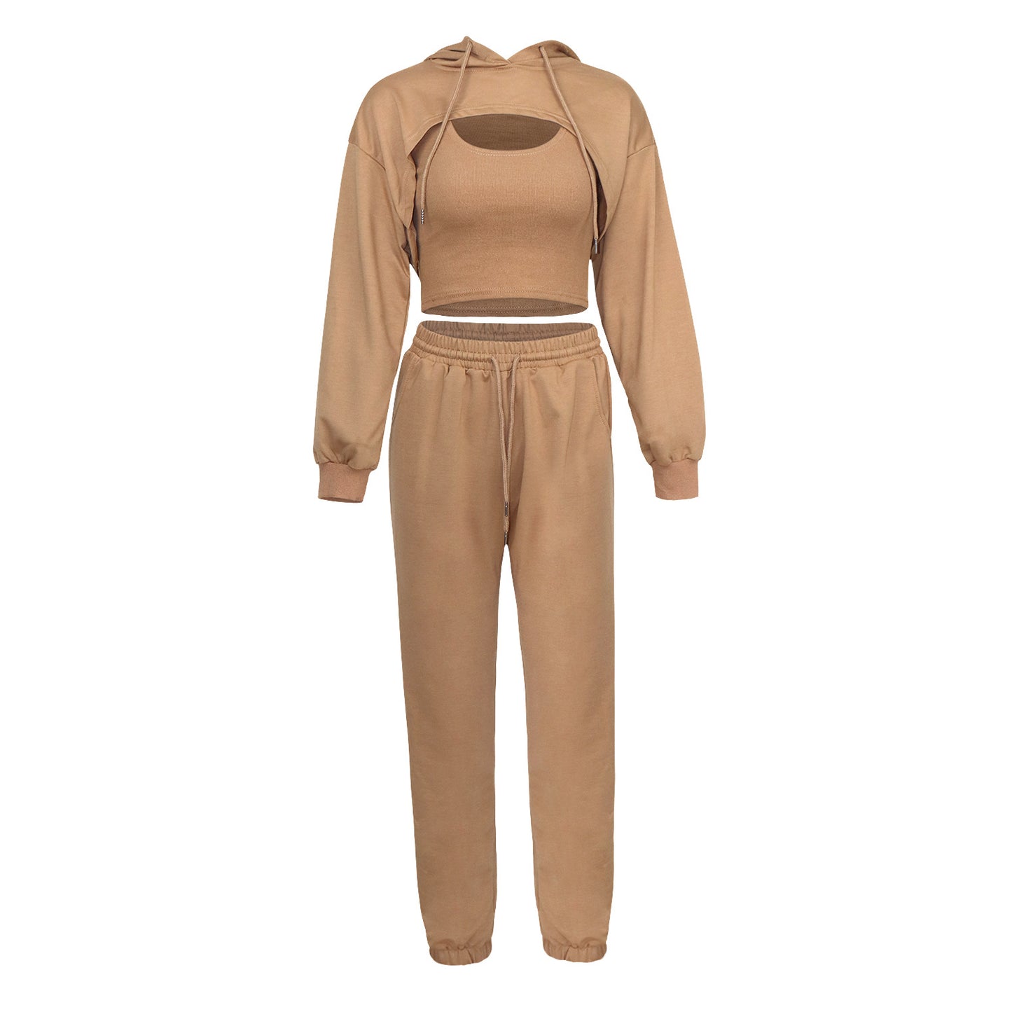 Spring hoodie loose sports slow running three-piece set