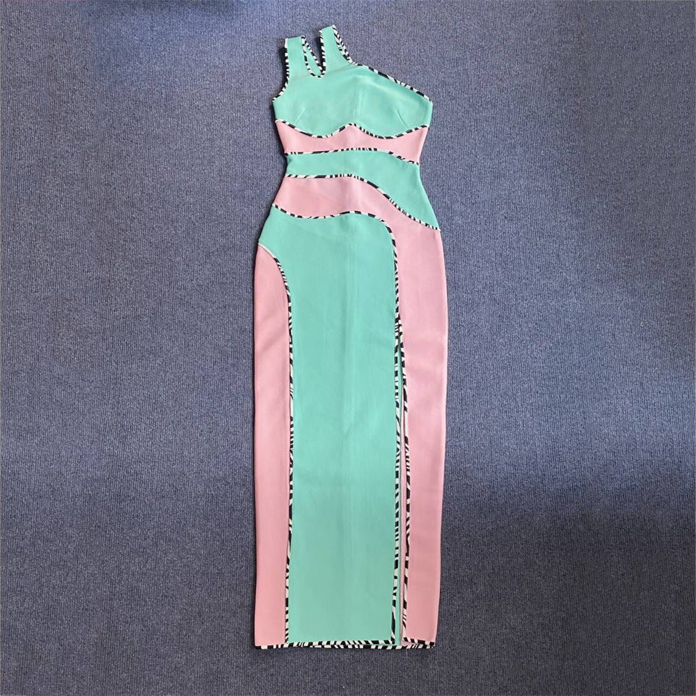 Bandage Dress One-Shoulder Slit Long Banquet Party