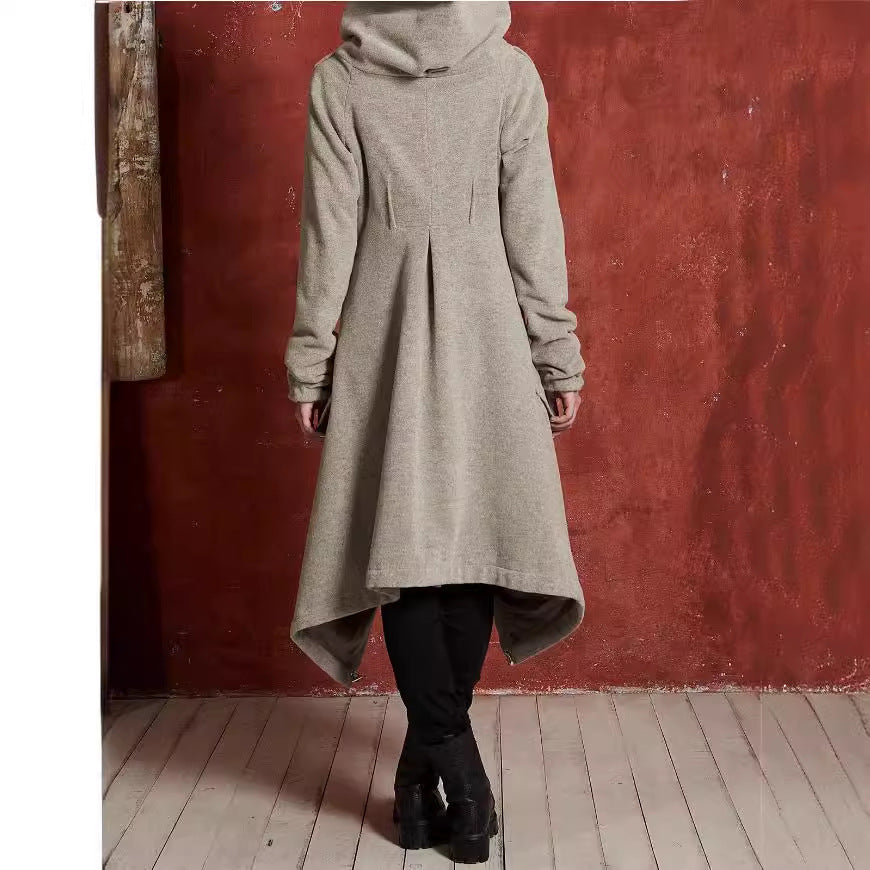 Fall Winter Coat Women's irregular fashion casual sweater long trench coat