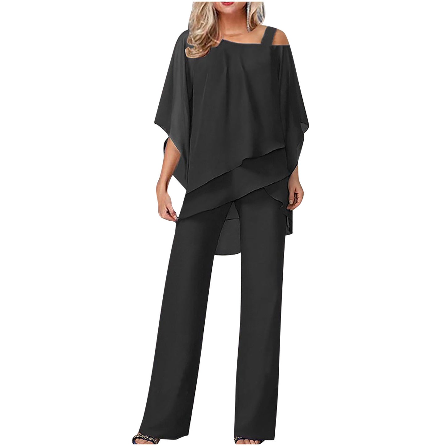 New fashionable solid color loose casual bat sleeve irregular suit