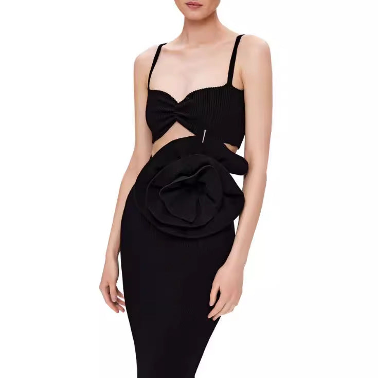 Women's Flower Bandage Dress Simple High-Grade Niche Evening