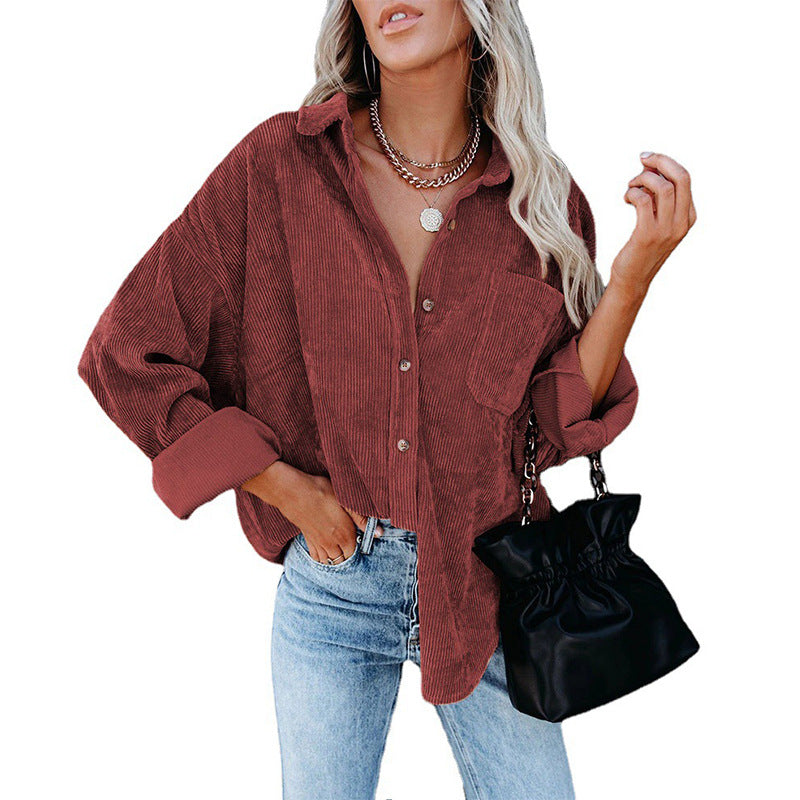 Oversized Casual Corduroy Shirt Women