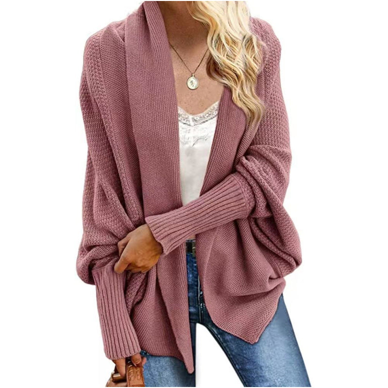 Knitted shawl sweater batwing sleeve oversized knitted cardigan sweater coat