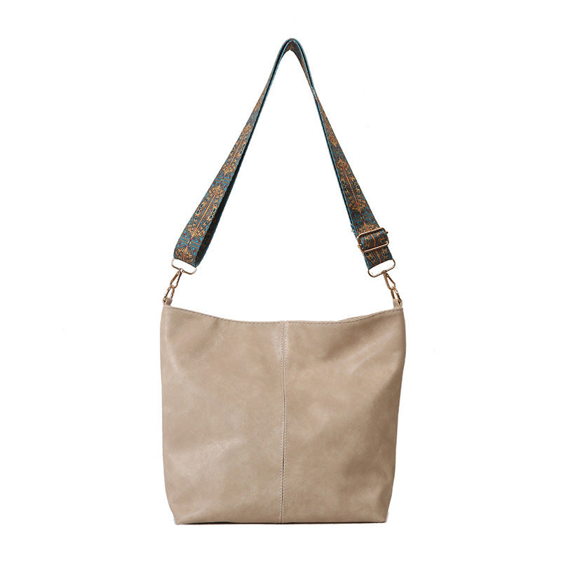 Crossbody large-capacity bucket bag solid color pu fashion shoulder women's bag