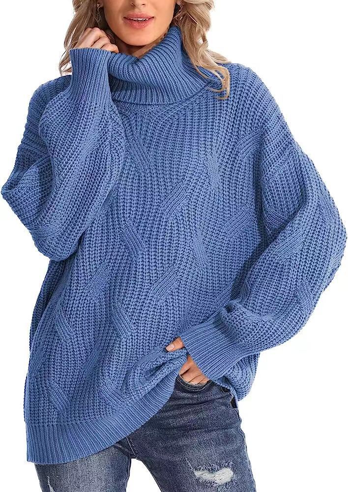 Autumn and Winter loose turtleneck twisted knitted sweater women's pullover long sleeve