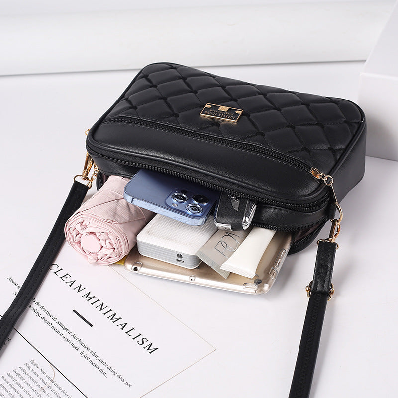 New diamond PU messenger bag versatile small bag women's shoulder small square bag