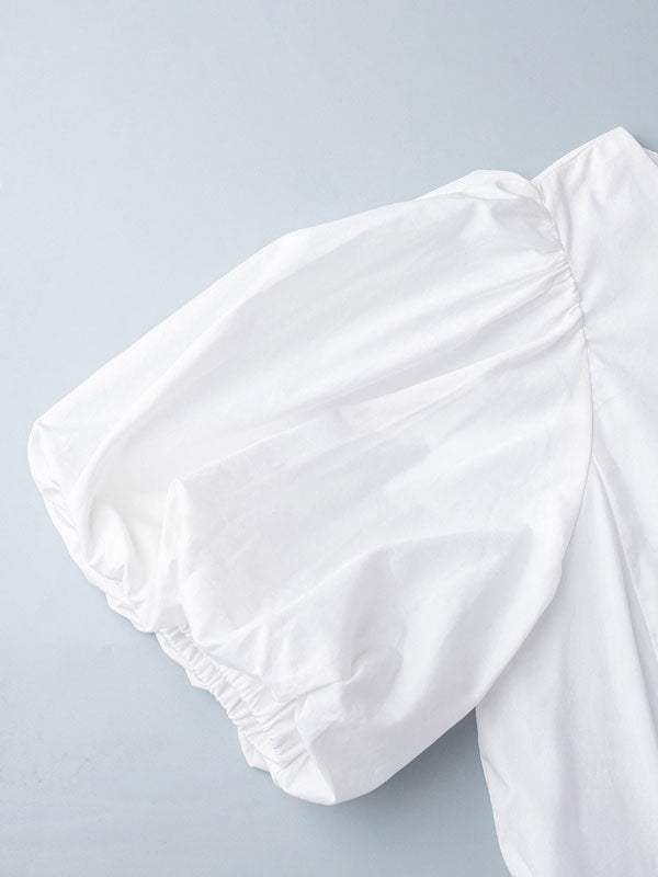 Summer Puff Sleeve Maxi White Dress