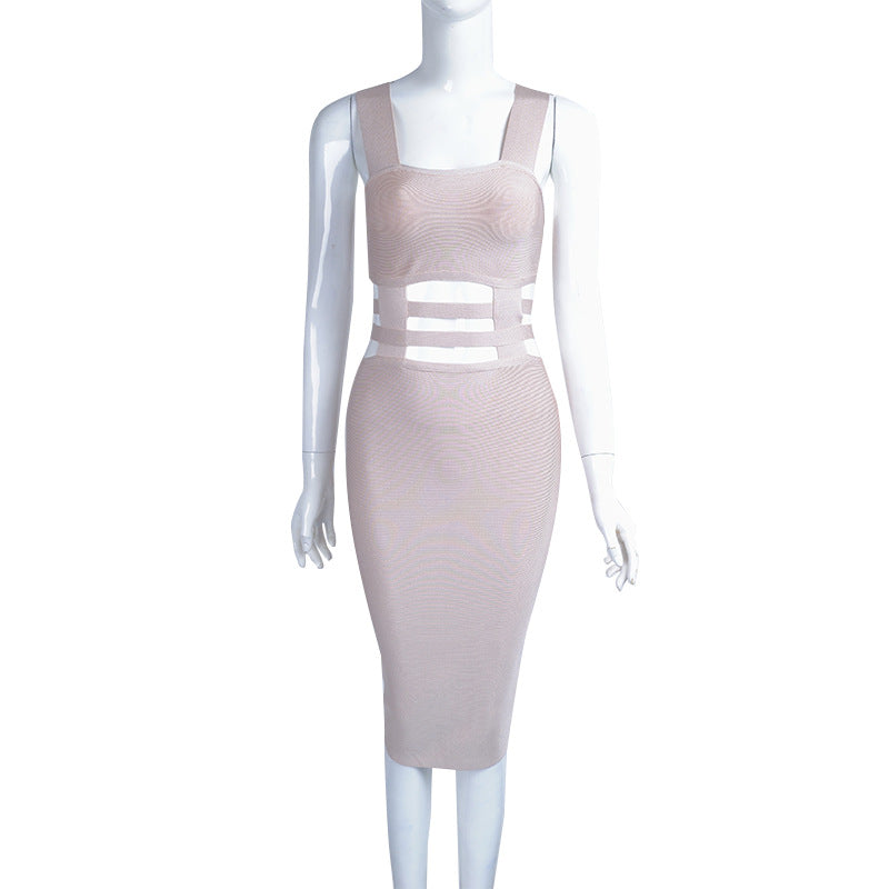 Apricot Colored Minimalist Bandage Dress