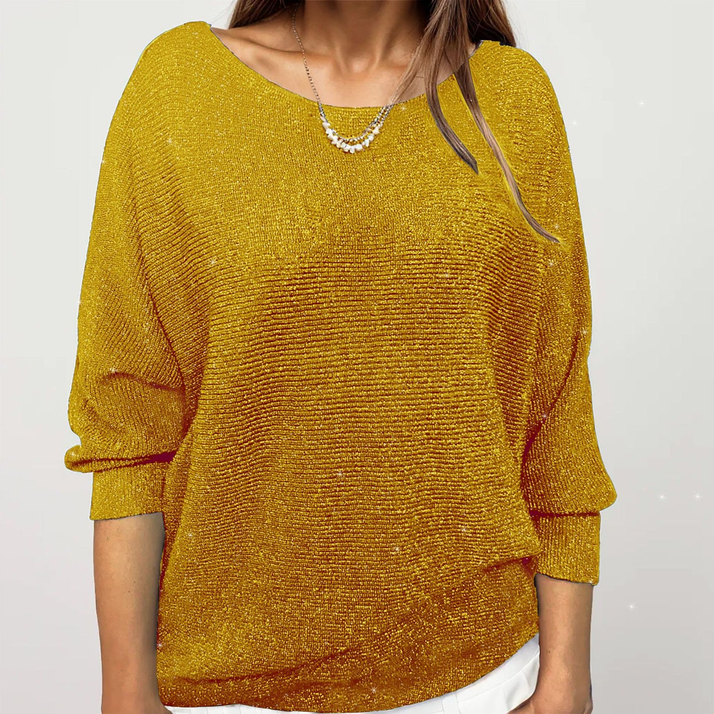 Cross-border European and American style gold silk flash sweater