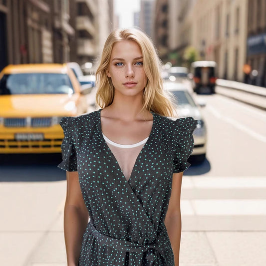 New Cross-border polka dot ruffle holiday French dress