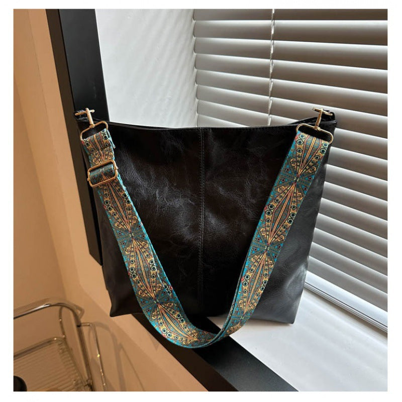 Crossbody large-capacity bucket bag solid color pu fashion shoulder women's bag