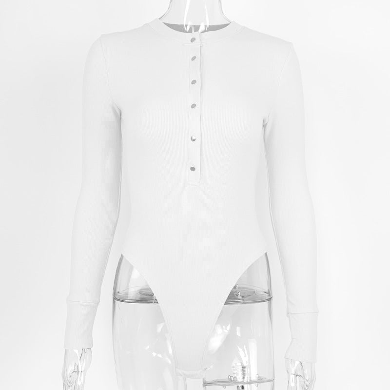 Spring Sexy Bottom Cotton Top Ribbed Long Sleeve onesie Women
