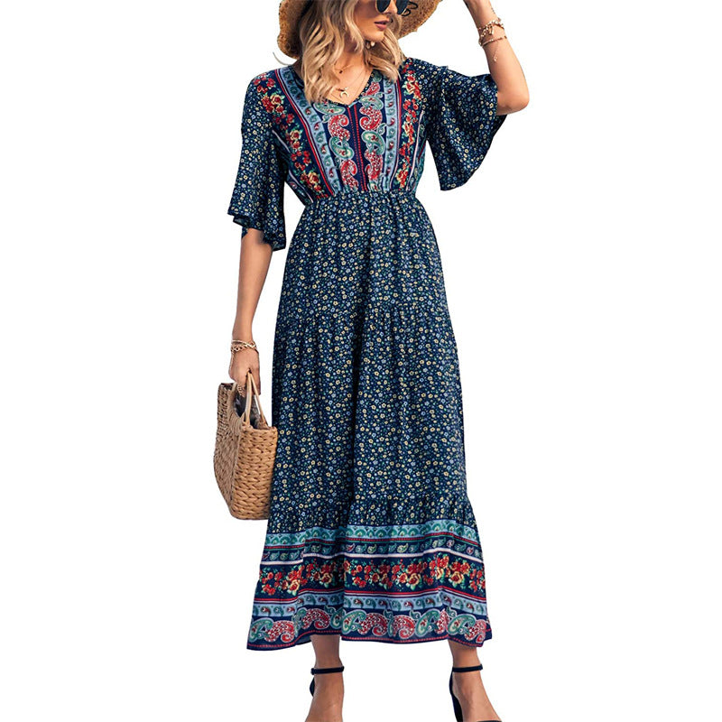 Bohemian dress beach vacation maxi dress