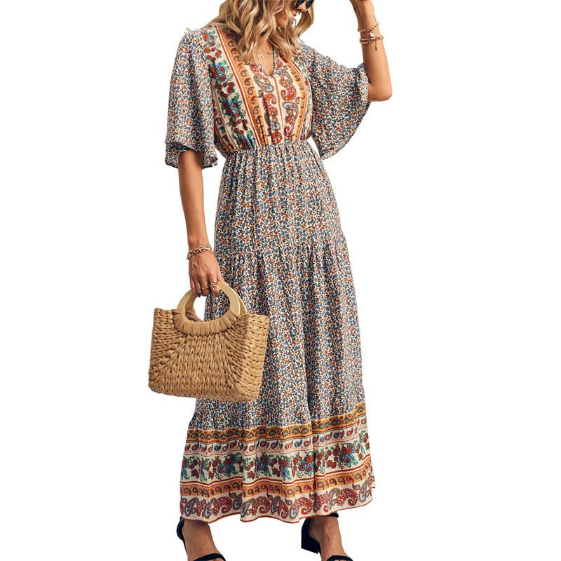 Bohemian dress beach vacation maxi dress