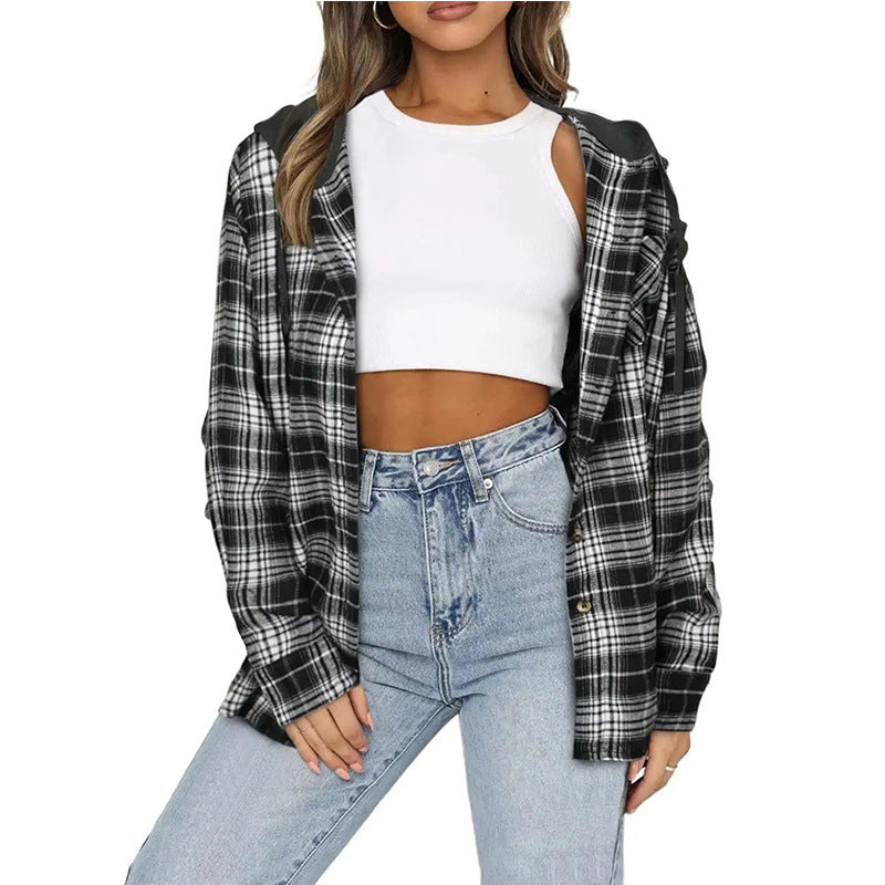 New hooded sweater breasted casual shirt jacket