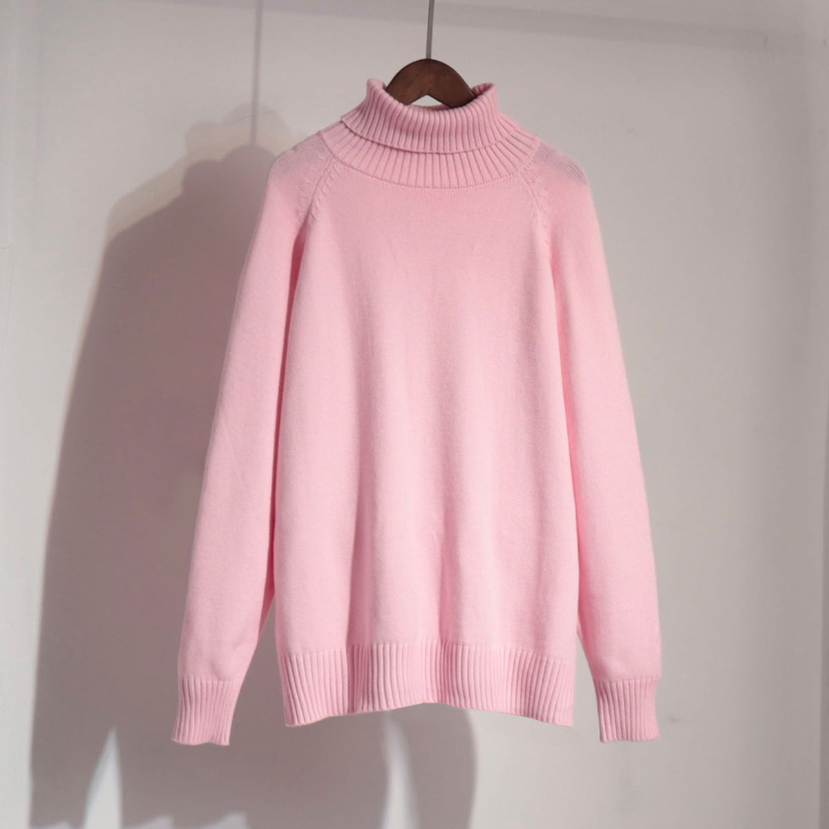 Turtleneck sweater autumn and winter elegant commuter solid color raglan sleeve women's knitted blouse
