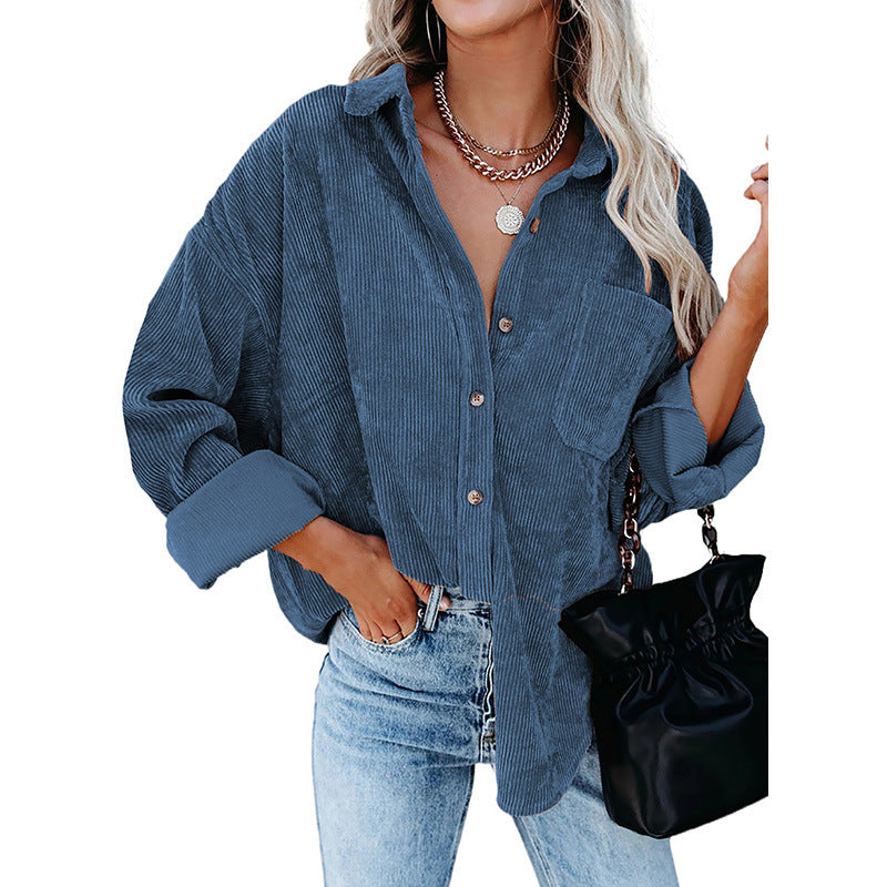 Oversized Casual Corduroy Shirt Women