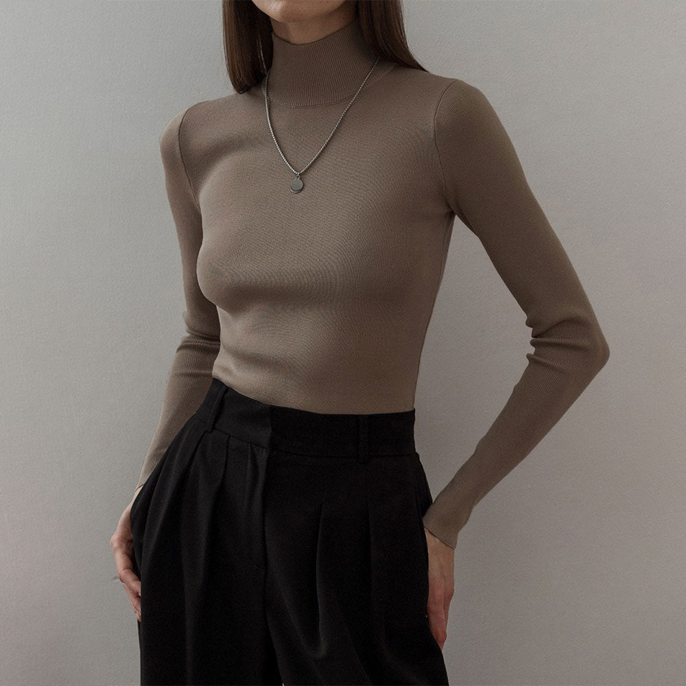 Half turtleneck bottoming shirt 2024 autumn and winter elegant slim fit warm long sleeve inner wear sweater