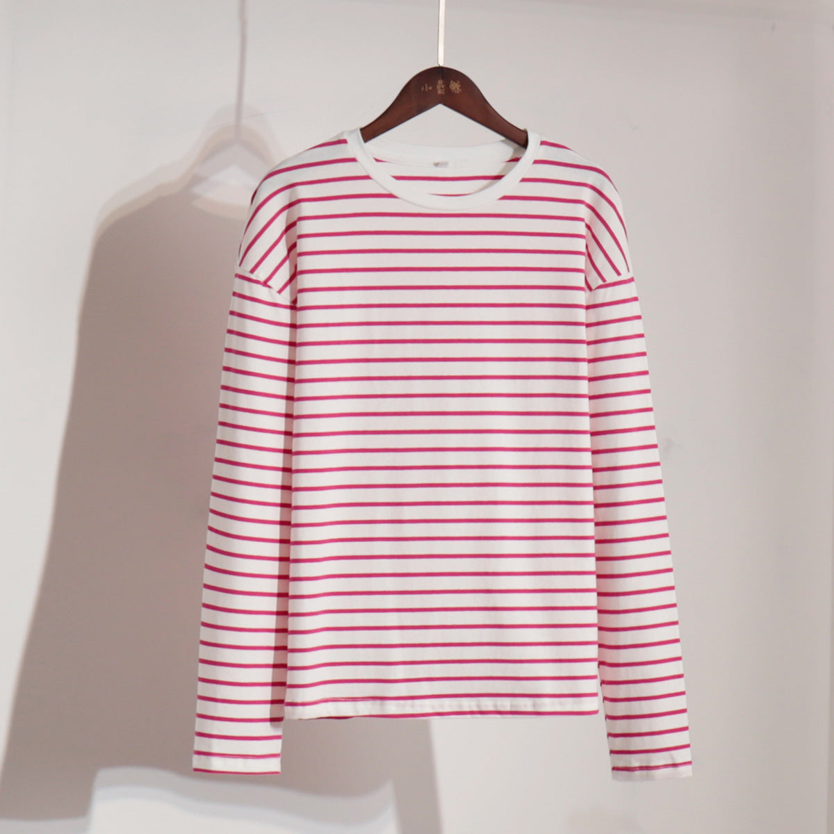 Long-sleeved striped T-shirt casual round neck cotton striped loose top