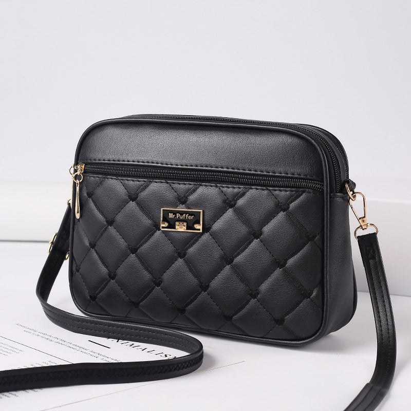 New diamond PU messenger bag versatile small bag women's shoulder small square bag