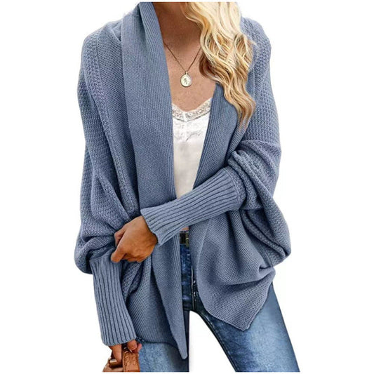 Knitted shawl sweater batwing sleeve oversized knitted cardigan sweater coat