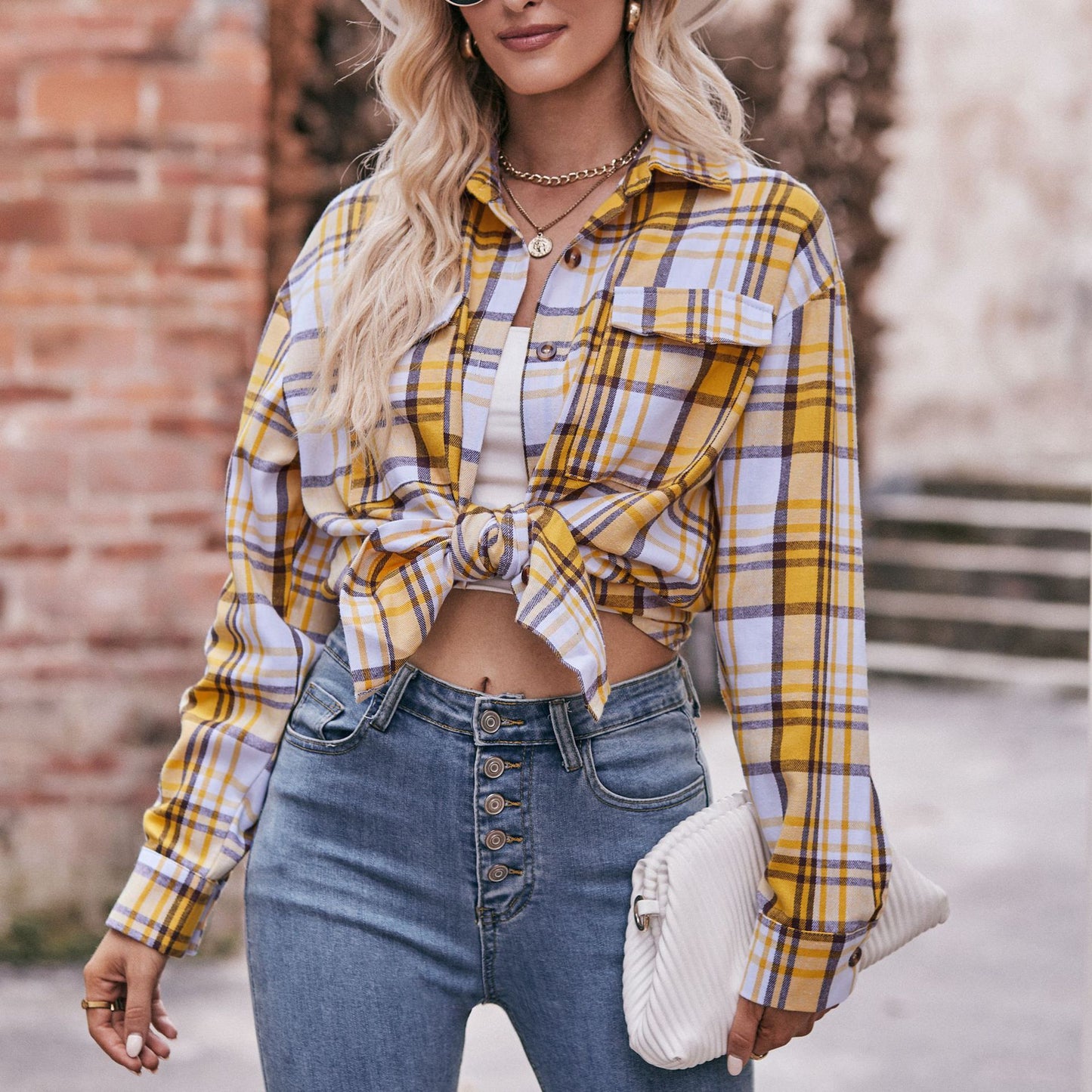 Casual fashion loose plaid shirt